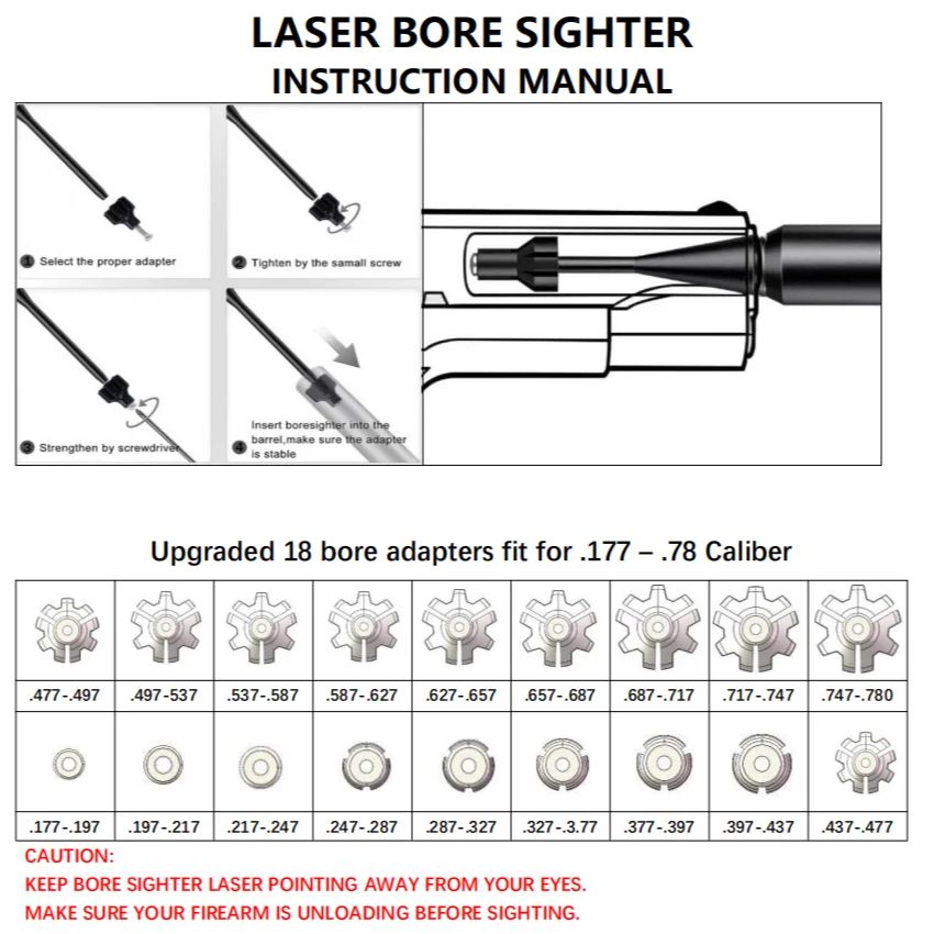 Laser Boresighter Kit - 18개의 어댑터가 포함된 충전식 USB 충전