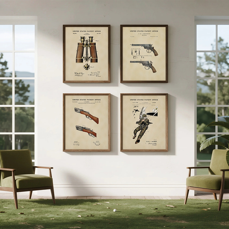 빈티지 사냥 장비 특허 그림 인쇄물 야외 사냥 포스터  - Outdoor Hunting Paintings 리뷰 및 가격