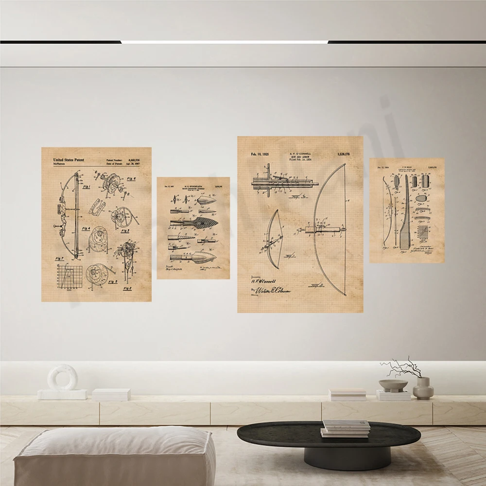 빈티지 활 화살 특허 인쇄, 활 특허, 사냥 장식, 야 - Outdoor Hunting Paintings 리뷰 및 가격