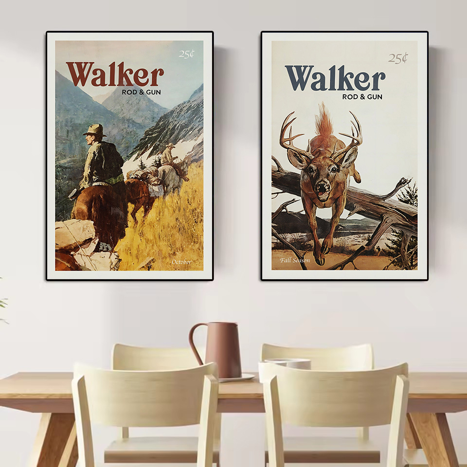 레트로 야생 동물 야외 사냥 낚시 야생 동물 빈티지 포 - Outdoor Hunting Paintings 리뷰 및 가격