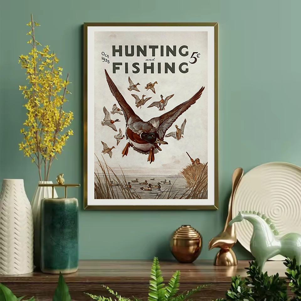 레트로 야생 동물 야외 사냥 낚시 야생 동물 빈티지 포 - Outdoor Hunting Paintings 리뷰 및 가격