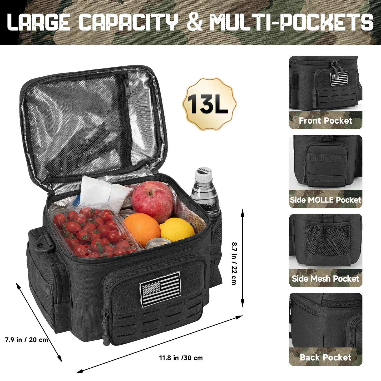 13L 전술 열 쿨러 가방 피크닉 쿨러 상자 캠핑 점심 - Outdoor Hunting Gear Storage 리뷰 및 가격