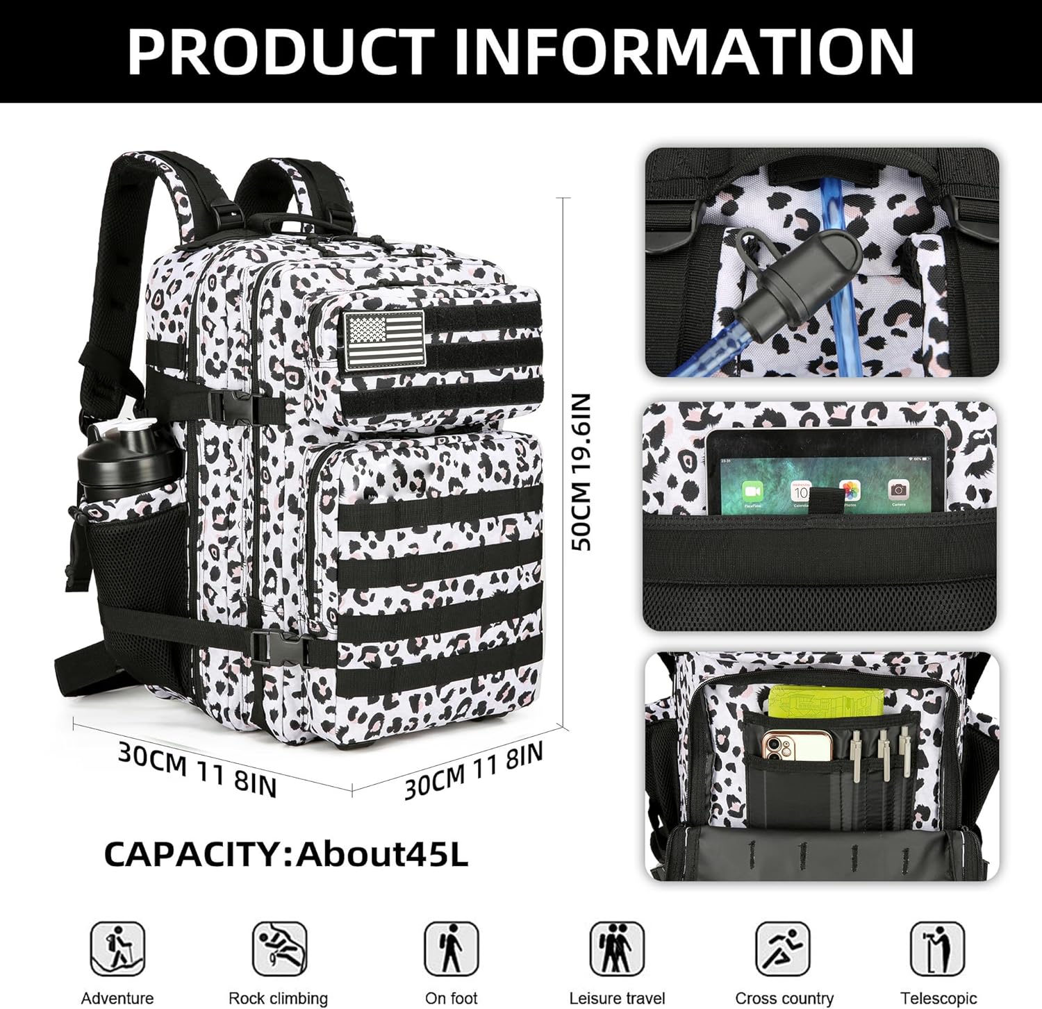대형 전술 배낭 하이킹 가방 팩, 야외 스포츠 배낭,  - Outdoor Hunting Packs 리뷰 및 가격